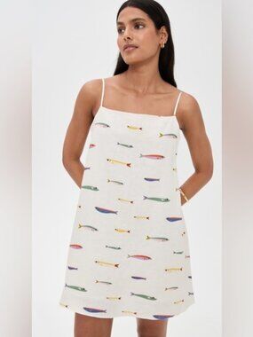 Staud Laura Linen Pop Sardine Minidress